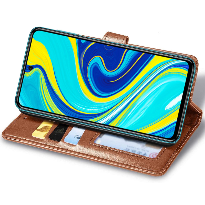 Фото Кожаный чехол-книжка GETMAN Gallant (PU) для Xiaomi Redmi Note 9s / Note 9 Pro / Note 9 Pro Max (Коричневый) в магазине vchehle.ua