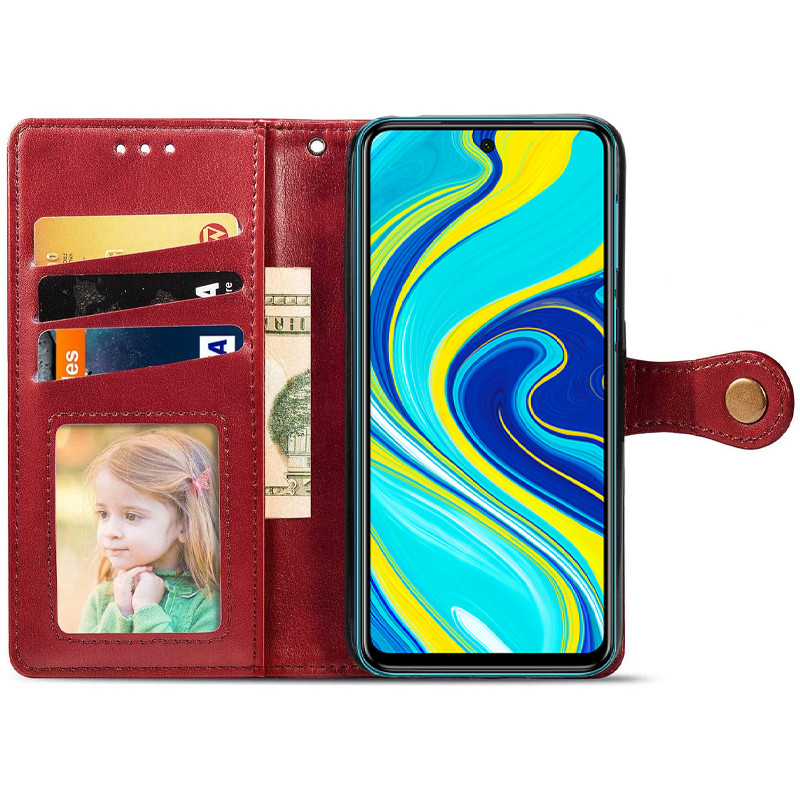 Фото Кожаный чехол-книжка GETMAN Gallant (PU) для Xiaomi Redmi Note 9s / Note 9 Pro / Note 9 Pro Max (Красный) на vchehle.ua
