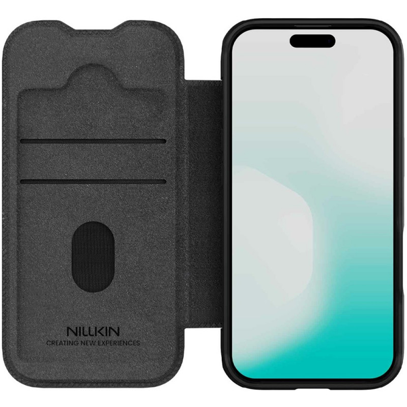 Шкіряний чохол-книжк Nillkin Qin Pro Camshield на Apple iPhone 17 (6.3") (Black) в магазині vchehle.ua