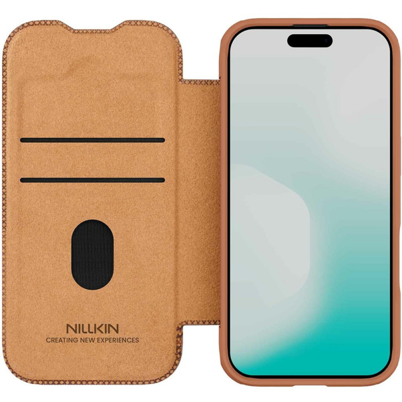 Шкіряний чохол-книжк Nillkin Qin Pro Camshield на Apple iPhone 17 (6.3") (Brown) в магазині vchehle.ua