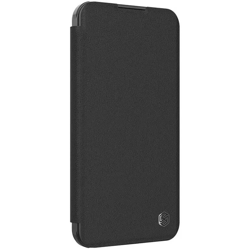 Кожаный чехол-книжка Nillkin Qin Prop Plain Camshield для Apple iPhone 16 (6.1") (Classic Black)