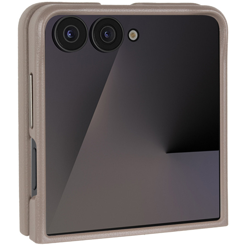 Кожаный чехол Leather Case (AAA) для Samsung Galaxy Z Flip7 (Light Gray)
