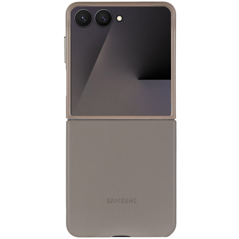 Фото Кожаный чехол Leather Case (AAA) для Samsung Galaxy Z Flip7 (Light Gray) в магазине vchehle.ua