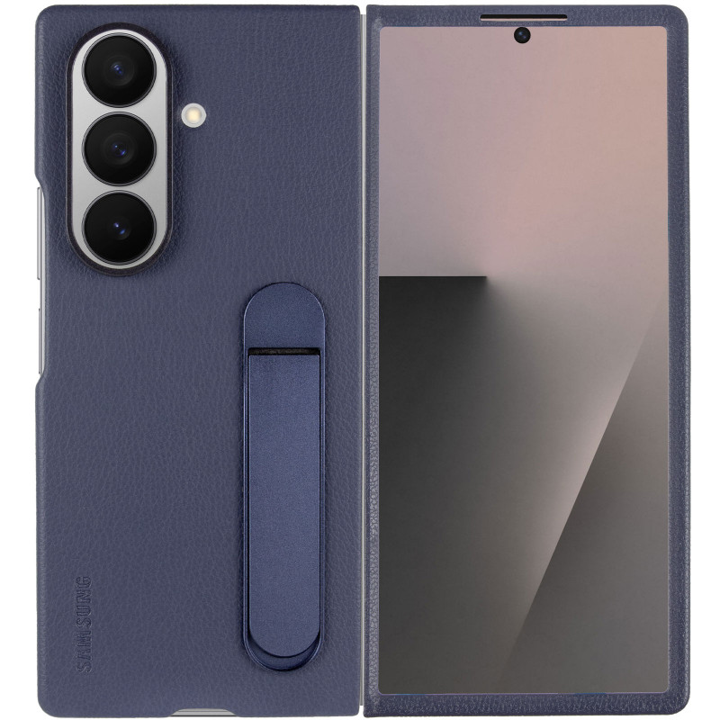 Фото Кожаный чехол Leather Case (AAA) with stand для Samsung Galaxy Z Fold7 (Navy) на vchehle.ua