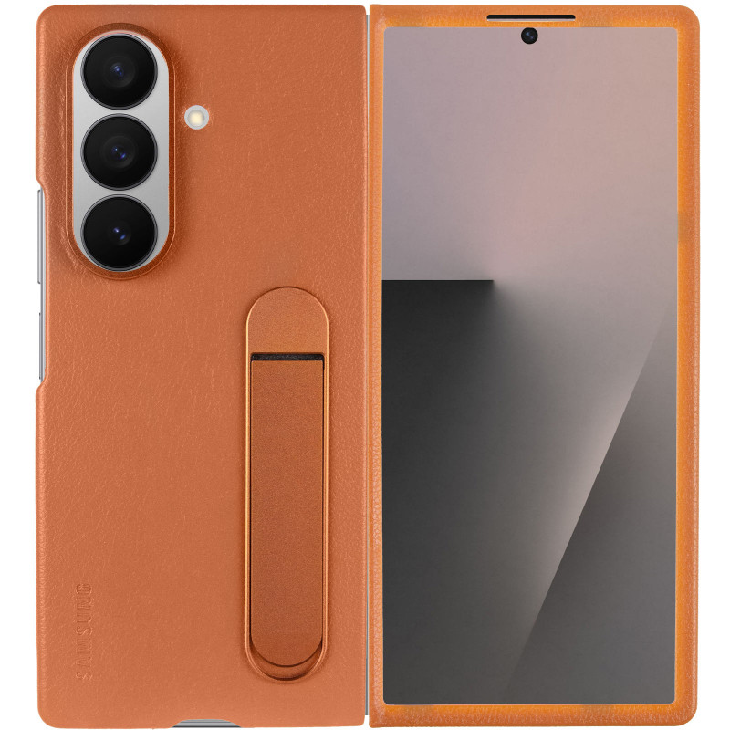 Фото Кожаный чехол Leather Case (AAA) with stand для Samsung Galaxy Z Fold7 (Tan) на vchehle.ua