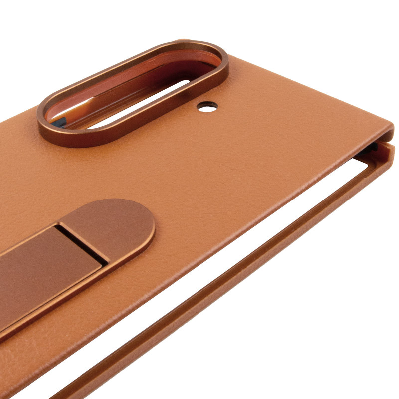 Кожаный чехол Leather Case (AAA) with stand для Samsung Galaxy Z Fold7 (Tan) в магазине vchehle.ua
