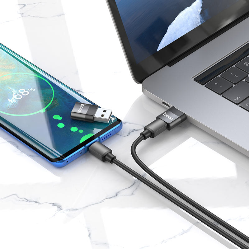 Купить Переходник Hoco UA17 USB Male to Type-C Female USB2.0 (Черный) на vchehle.ua