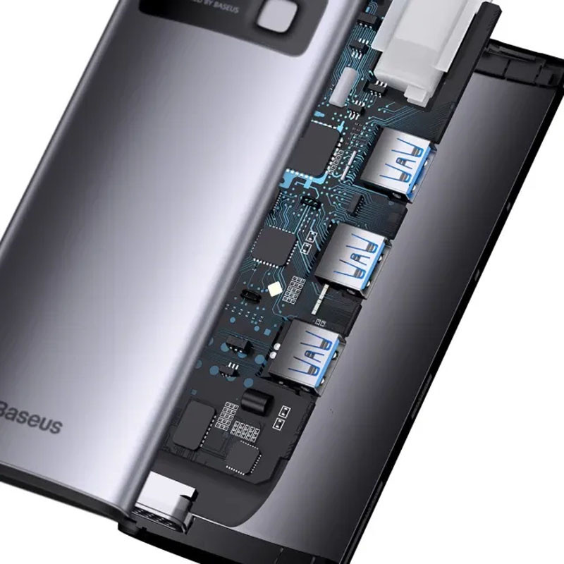 Купить Переходник HUB Baseus Metal Gleam Series 6-in-1 Multifunctional Type-C (WKWG080013) (Gray) на vchehle.ua