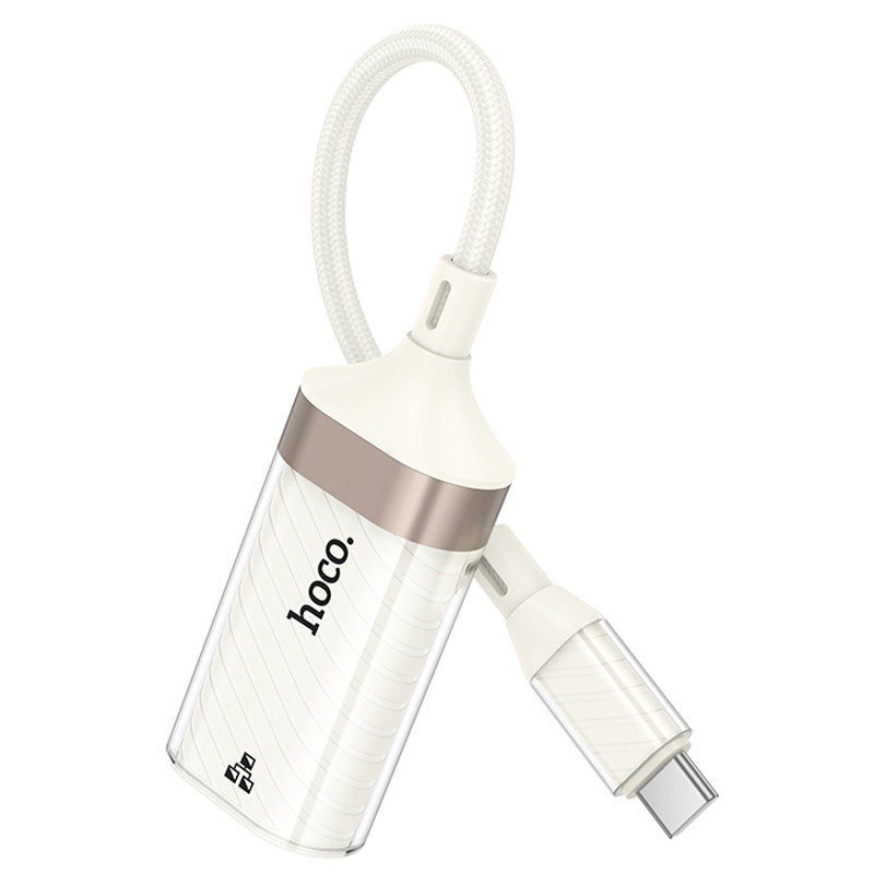 Фото Переходник Hoco UA41B Crystal Type-C to RJ45 100 Mbs (0.15m) (Apricot) на vchehle.ua