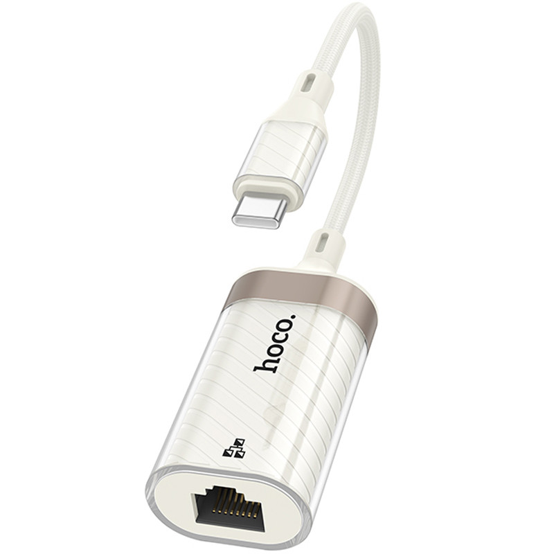 Переходник Hoco UA41B Crystal Type-C to RJ45 100 Mbs (0.15m) (Apricot) в магазине vchehle.ua