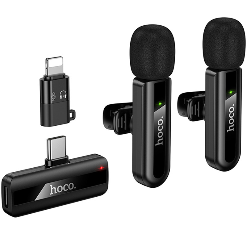 Петличный беспроводной микрофон Hoco L20A Mini Voice (Lightning/Type-C) 60 mAh (Black)
