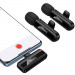 Фото Петличный беспроводной микрофон Hoco L20A Mini Voice (Lightning/Type-C) 60 mAh (Black) на vchehle.ua