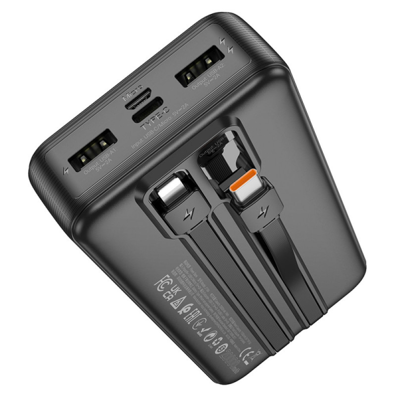Фото Портативний ЗП Power Bank Hoco J118A Speed ​​energy with cable 20000 mAh (Black) в маназині vchehle.ua
