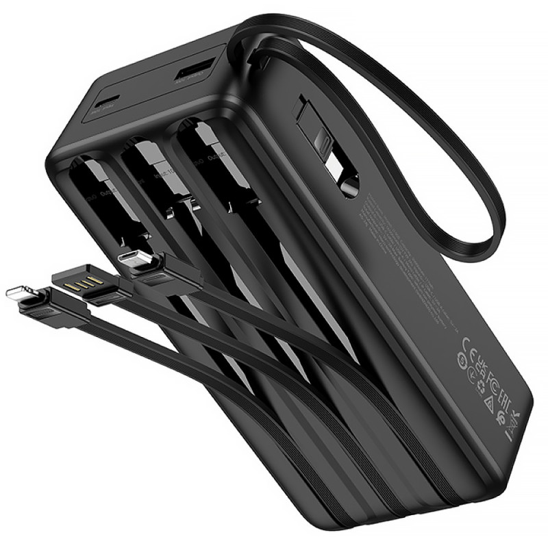 Фото Портативний ЗП Power Bank Hoco J146B Night tide with 4 cables 30000mAh (Black) на vchehle.ua