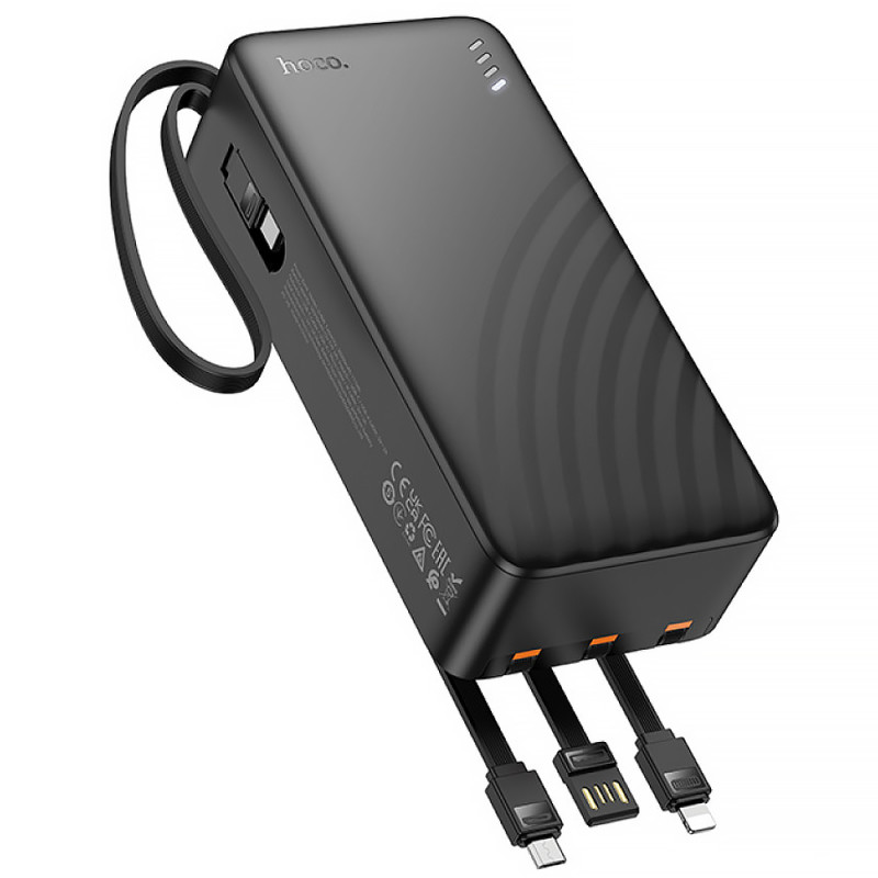 Фото Портативний ЗП Power Bank Hoco J146B Night tide with 4 cables 30000mAh (Black) в маназині vchehle.ua
