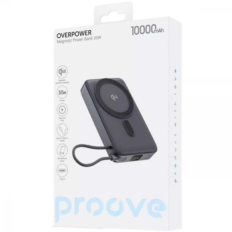 Power Bank Proove 10000mAh OverPower 35W с БЗУ Qi2 (Gray) в магазине vchehle.ua
