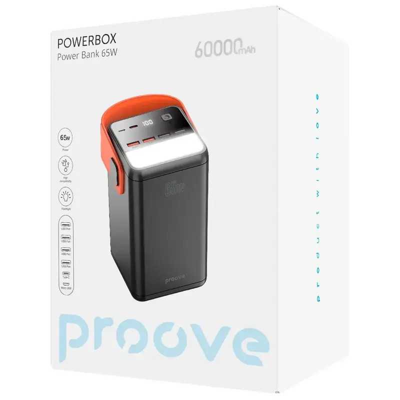Купити Power Bank 60000 mAh Proove Powerbox 65W (Black) на vchehle.ua