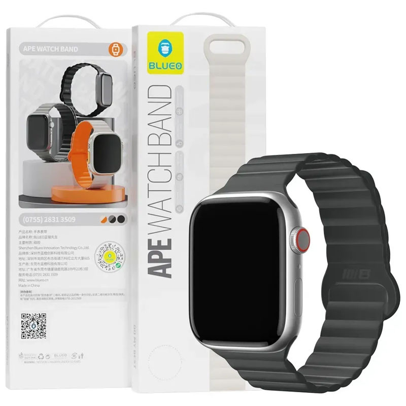 Фото Ремінець BlueO Magnetic Silicone для Apple Watch 42(ser.1-3)/44/45/46/49mm (Black) на vchehle.ua