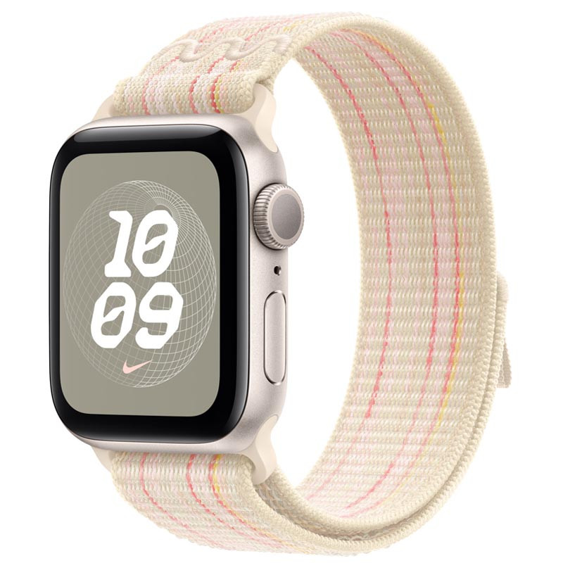 Фото Ремешок Nylon Sport Loop для Apple Watch 38/40/41/42mm(ser.10) (Starlight / Pink) на vchehle.ua