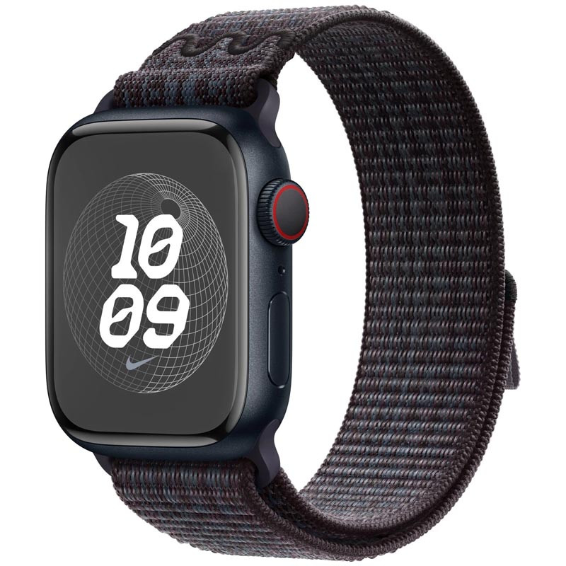 Фото Ремінець Nylon Sport Loop для Apple Watch 42(ser.1-3)/44/45/46/49mm (Black / Blue) на vchehle.ua