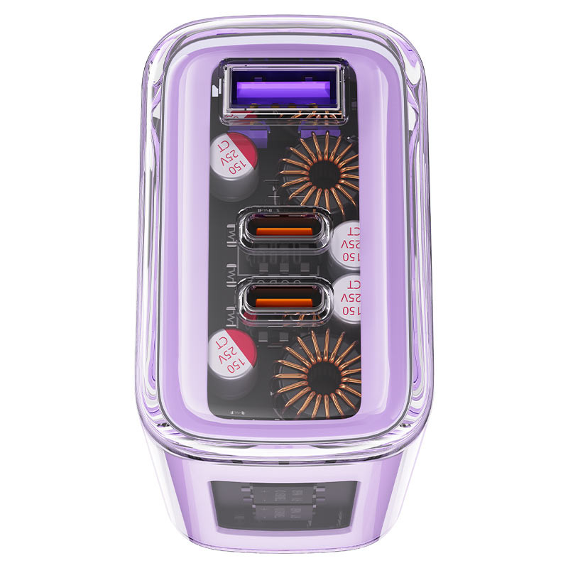 Фото МЗП Acefast A45 Exploration series PD65W GaN (1USB-A/2C) (Purple alfalfa) на vchehle.ua