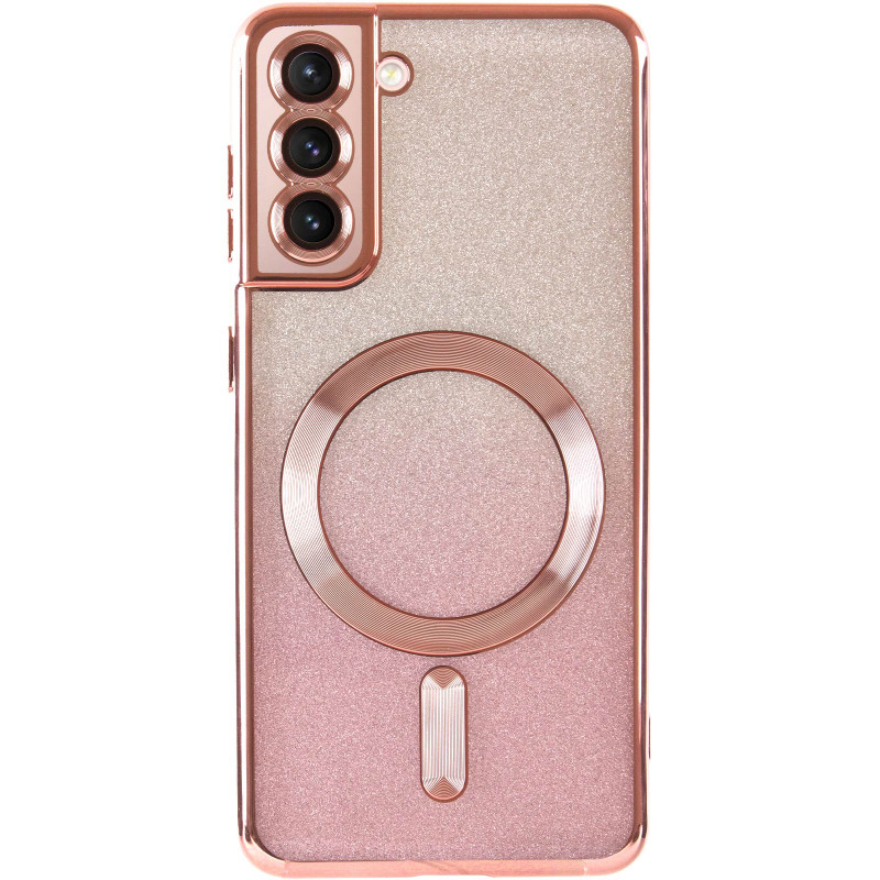 Фото TPU чехол Delight case with Magnetic Safe с защитными линзами на камеру для Samsung Galaxy S21 (Розовый / Rose Gold) на vchehle.ua