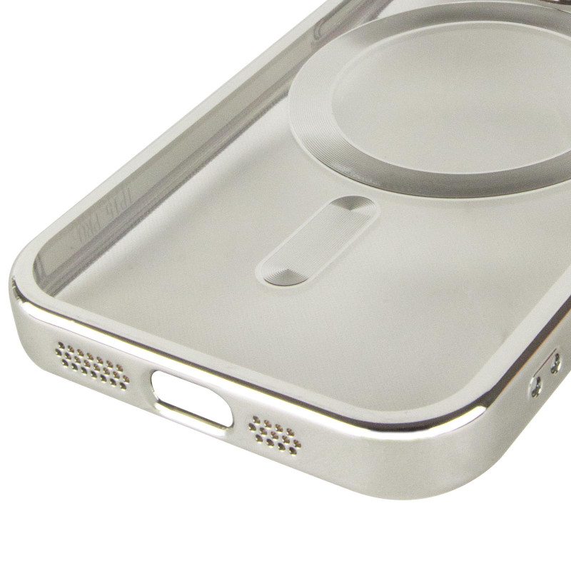 TPU чехол Fibra Chrome with Magnetic safe для Apple iPhone 14 Pro (6.1") (Silver) в магазине vchehle.ua