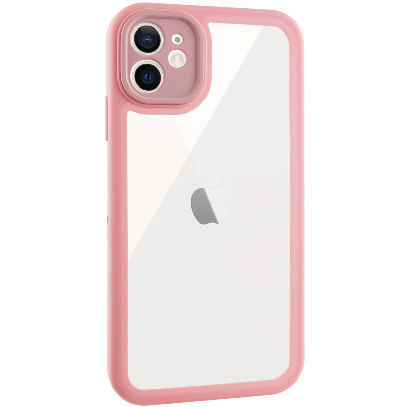 Фото TPU чехол Transparent + Colour 1,5mm для Apple iPhone 12 (6.1") (Pink) на vchehle.ua