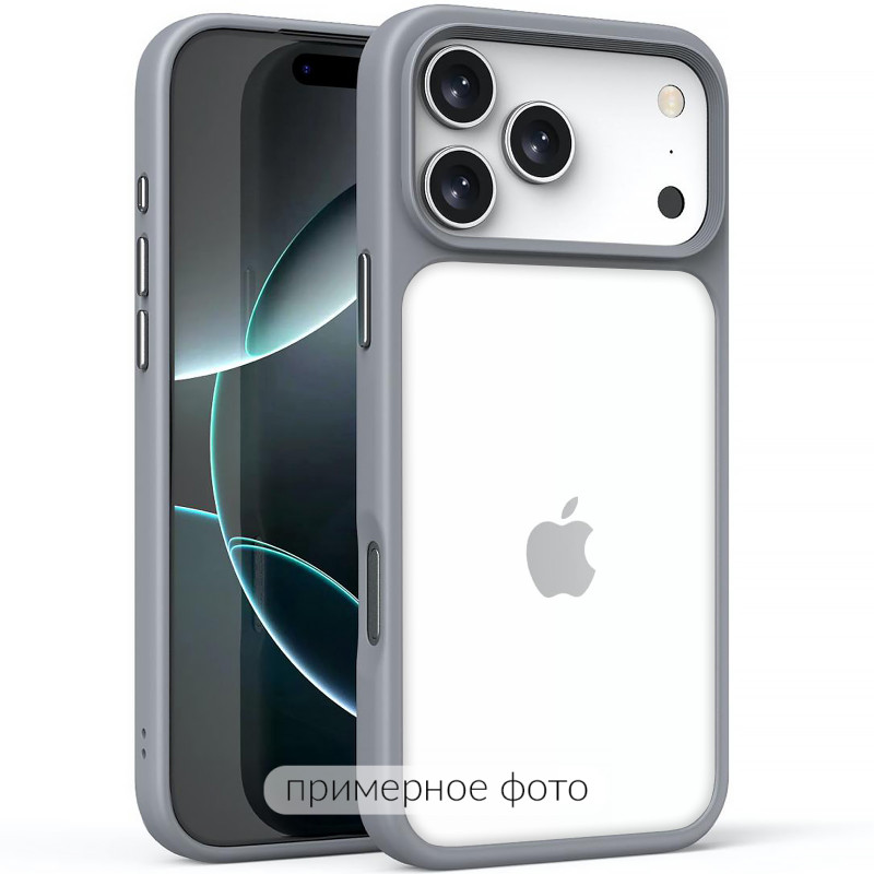 TPU+PC чехол Metal Buttons для Apple iPhone 17 (6.3") (Серый / Grey)