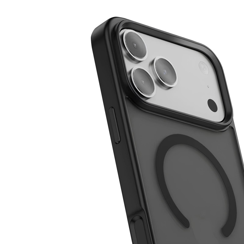 Фото TPU+PC чохол Metal Buttons with Magnetic Safe Colorful на Apple iPhone 17 Pro (6.3") (Чорний / Black) в маназині vchehle.ua