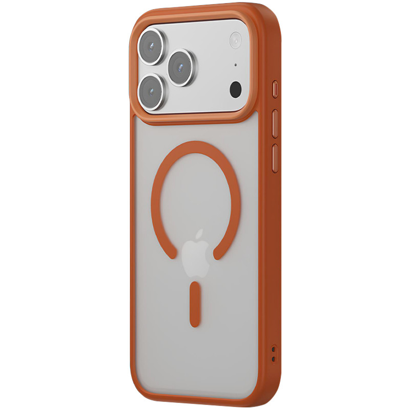 Фото TPU+PC чехол Metal Buttons with  Magnetic Safe Colorful для Apple iPhone 17 Pro Max (6.9") (Оранжевый / Orange) на vchehle.ua