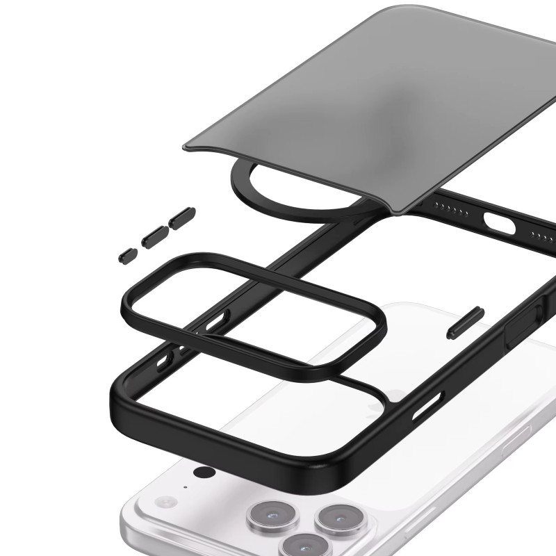 Заказать TPU+PC чехол Metal Buttons with  Magnetic Safe Colorful для Apple iPhone 17 Pro Max (6.9") (Черный / Black) на vchehle.ua