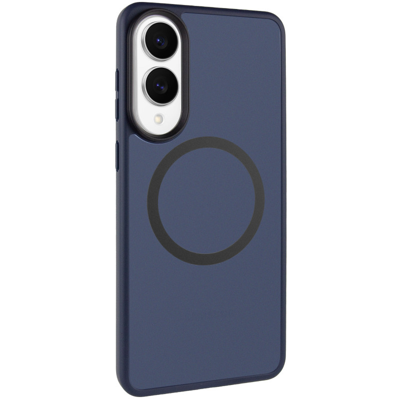 TPU+PC чохол Metal Buttons with Magnetic Safe Colorful на Samsung Galaxy S25 Edge (Синій / Navy Blue)