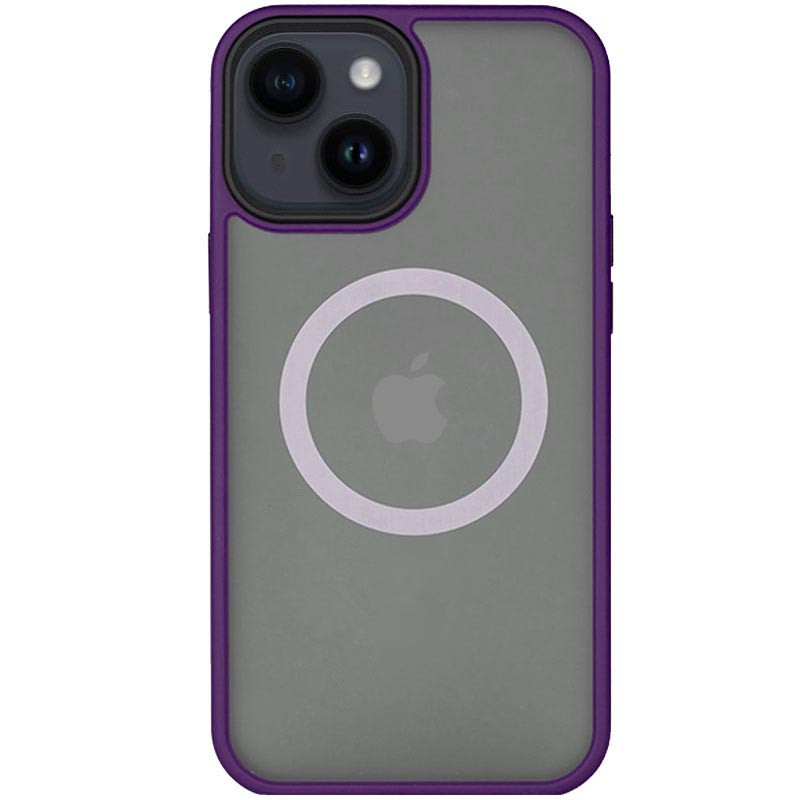TPU+PC чохол Metal Buttons with Magnetic Fit на Apple iPhone 13 / 14 (6.1") (Темно-фіолетовий / Dark Purple)
