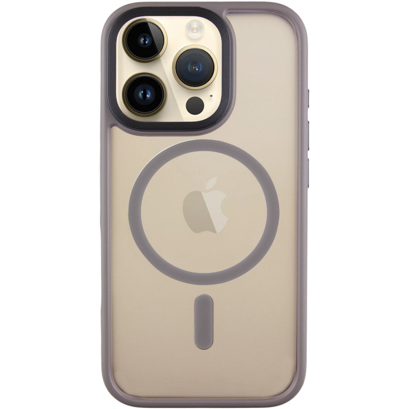 TPU+PC чехол Metal Buttons with Magnetic Safe для Apple iPhone 16 Pro Max (6.9") (Серый / Grey)