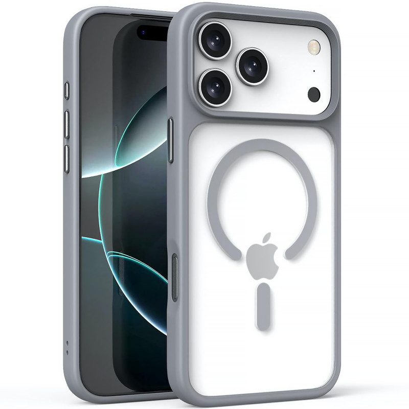 TPU+PC чехол Metal Buttons with Magnetic Safe для Apple iPhone 17 Pro Max (6.9") (Серый / Grey)