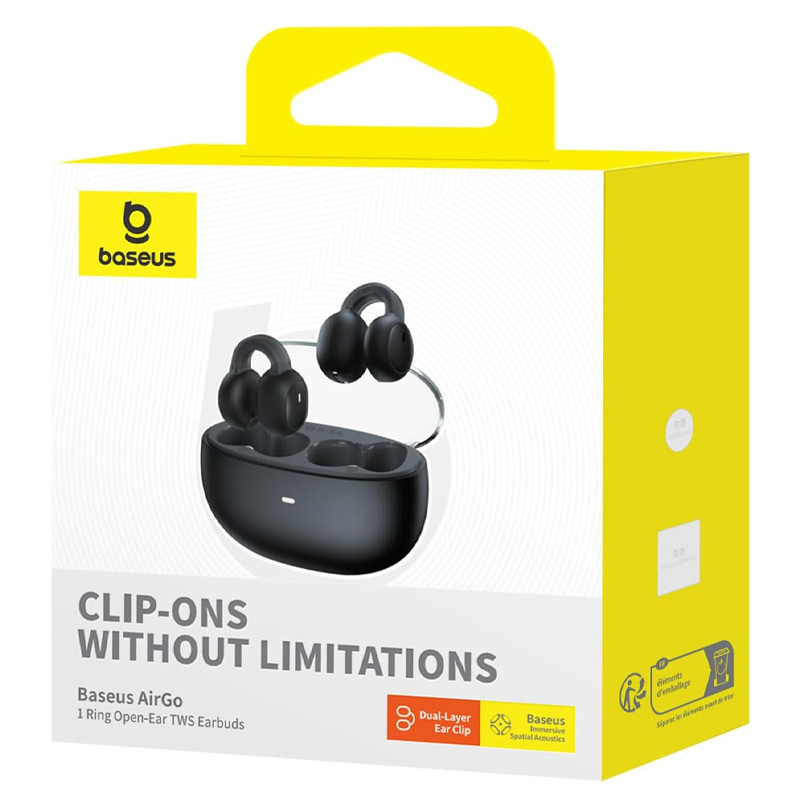 Замовити Уцінка Бездротові TWS навушники Baseus AirGo 1 Ring Open-Ear (A00069201) (Розкрита упаковка / Cluster Black) на vchehle.ua