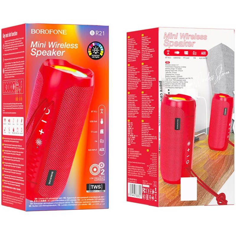 Фото Уценка Bluetooth Колонка Borofone BR21 (Вскрытая упаковка / Red) в магазине vchehle.ua