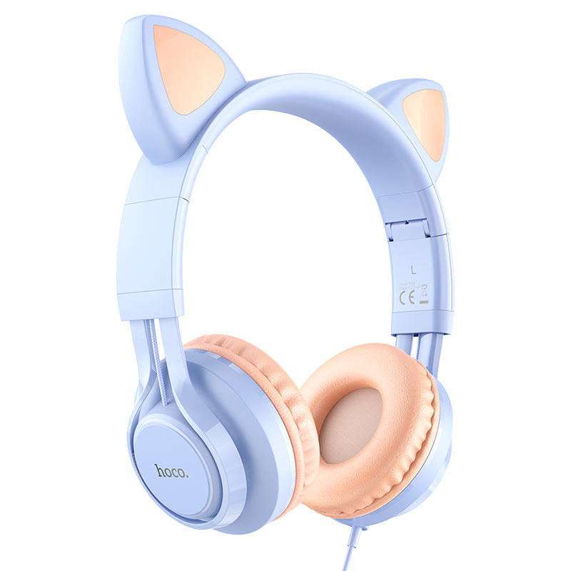Уценка Накладные наушники Hoco W36 Cat ear (3.5mm/1.2m) (Поврежденная упаковка / Dream Blue)