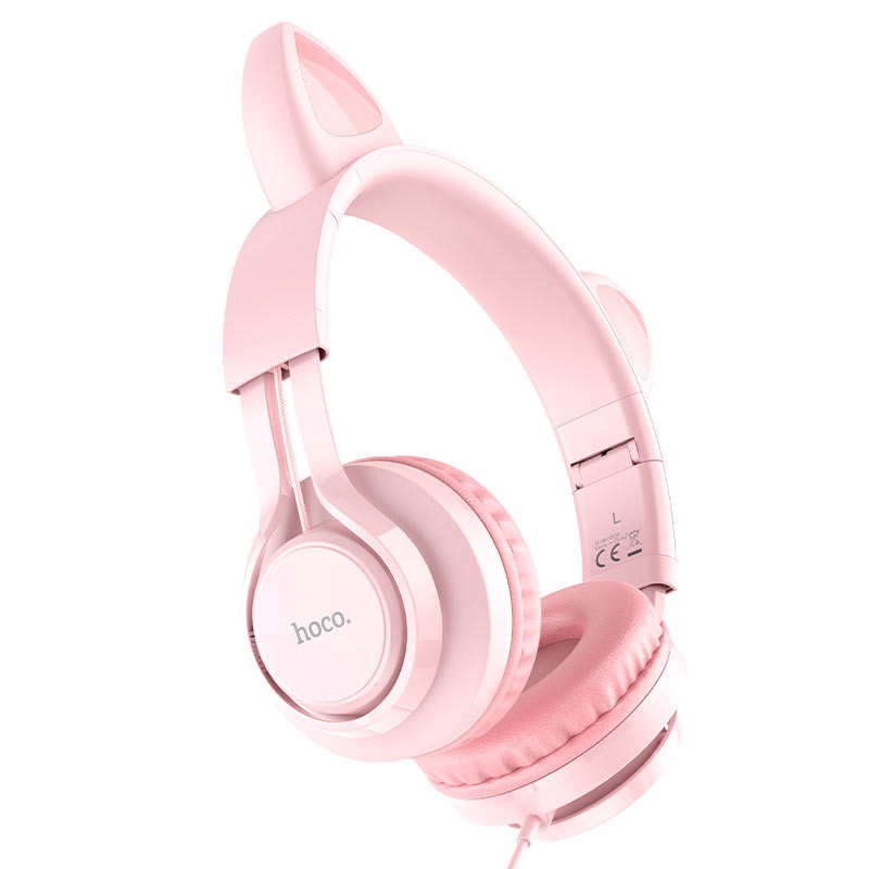 Фото Уценка Накладные наушники Hoco W36 Cat ear (3.5mm/1.2m) (Поврежденная упаковка / Pink) на vchehle.ua