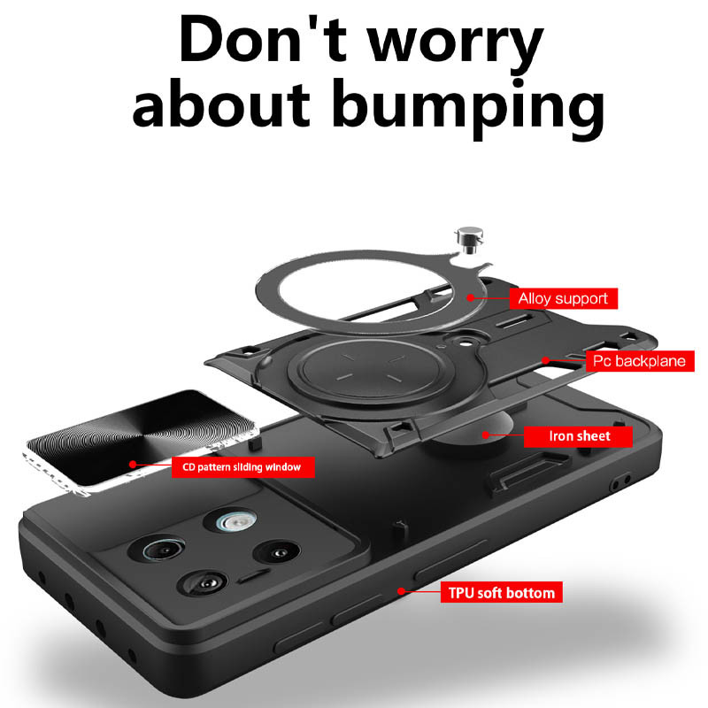 Заказать Ударопрочный чехол Bracket case with Magnetic для Xiaomi Poco X6 / Note 13 Pro 5G (Black) на vchehle.ua