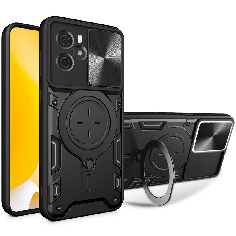 Ударопрочный чехол Bracket case with Magnetic для Xiaomi Redmi Note 14 4G (Int. version) (Black)