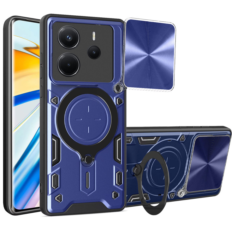 Ударопрочный чехол Bracket case with Magnetic для Xiaomi Redmi Note 14 4G (Int. version) (Blue)