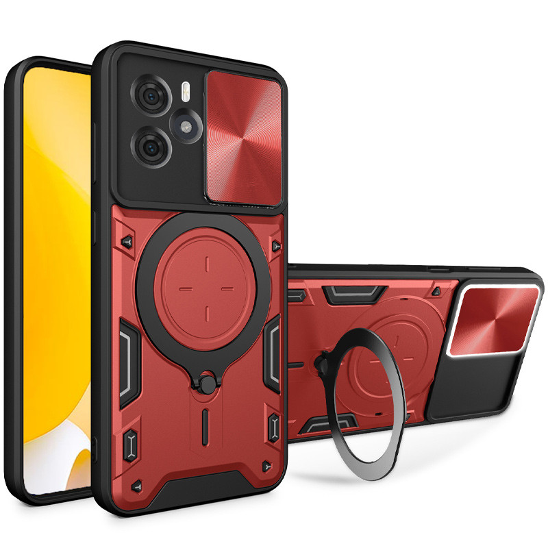 Ударопрочный чехол Bracket case with Magnetic для Xiaomi Redmi Note 14 4G (Int. version) (Red)