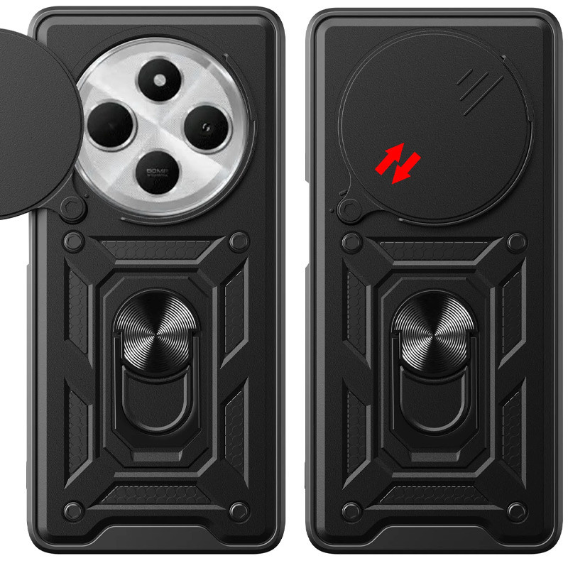Ударостійкий чохол Camshield Serge Ring на Xiaomi Redmi 14C / A4 / Poco C75 / M7 5G (Чорний) в магазині vchehle.ua