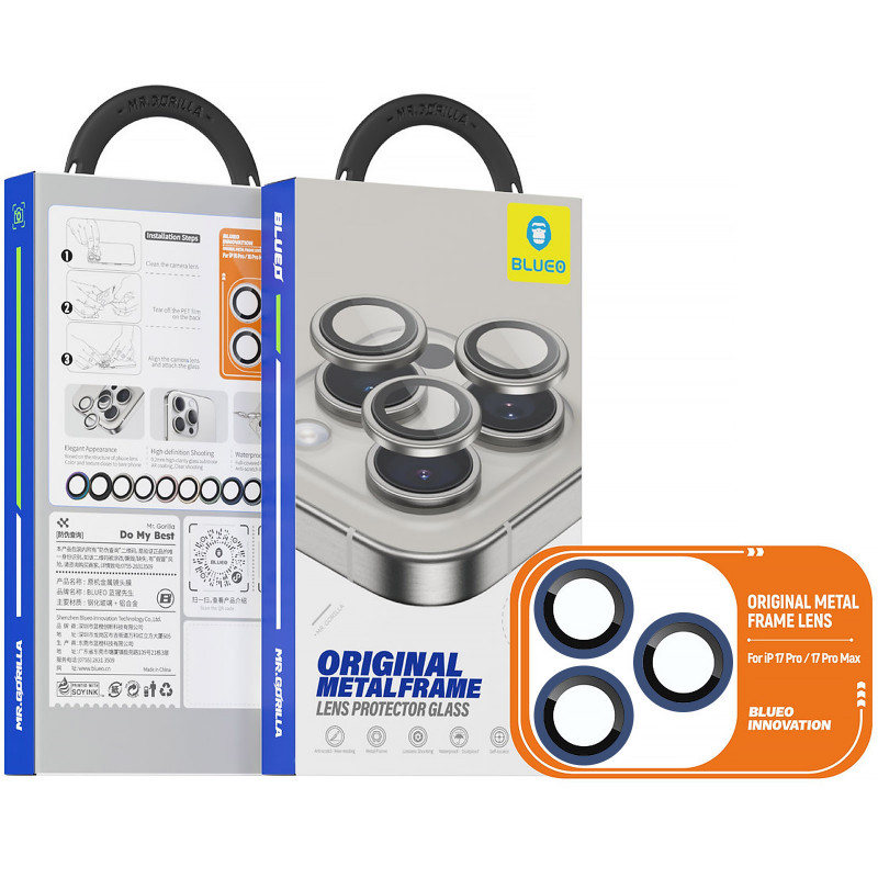 Фото Защитное стекло BlueO Metal на камеру для Apple iPhone 17 Pro / 17 Pro Max (Темно-синий / Dark Blue) в магазине vchehle.ua