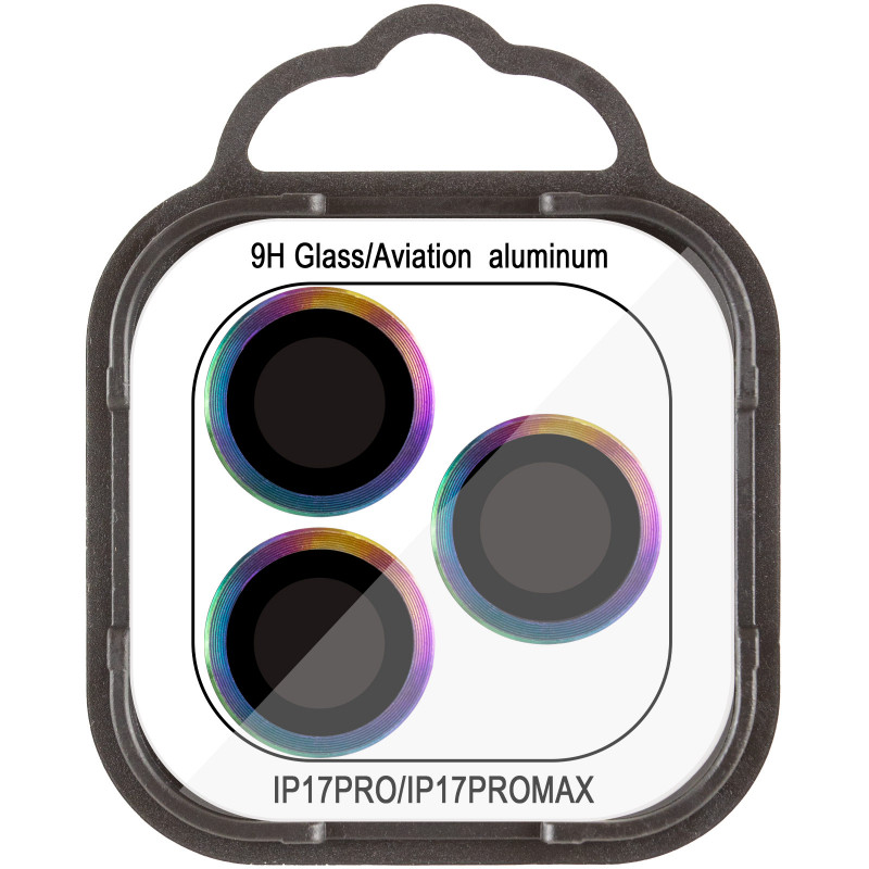 Фото Захисне скло Metal Classic на камеру (в упак.) на Apple iPhone 17 Pro (6.3") / 17 Pro Max (6.9") (Бузковий / Rainbow) на vchehle.ua