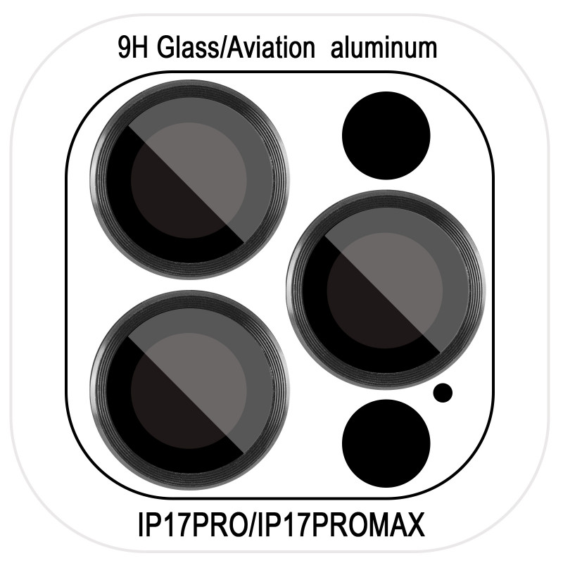 Захисне скло Metal Classic на камеру (в упак.) на Apple iPhone 17 Pro (6.3") / 17 Pro Max (6.9") (Чорний / Black)