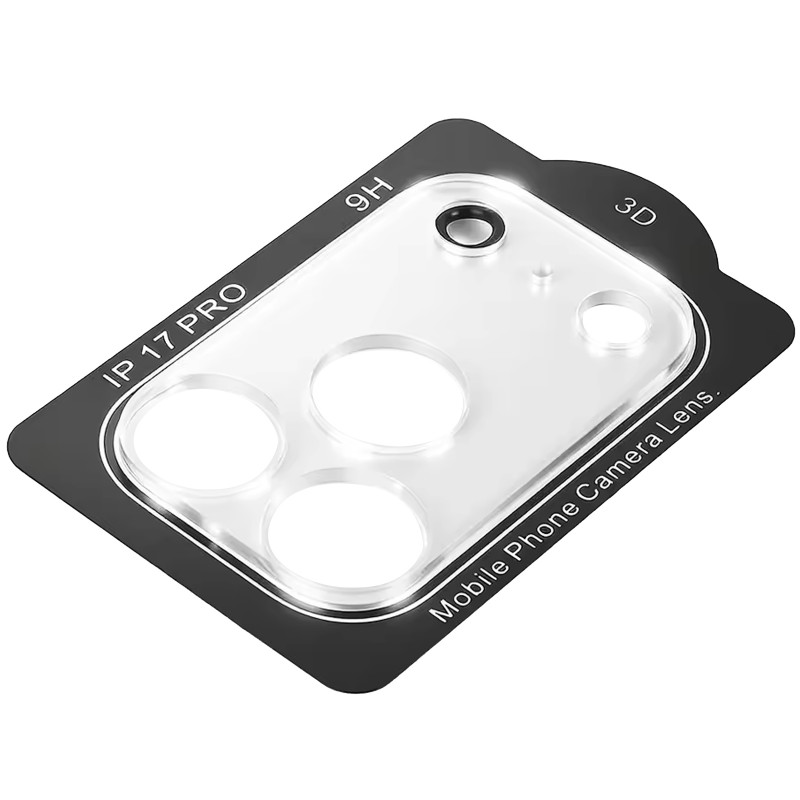 Захисне скло на камеру Full Block (тех.пак) на Apple iPhone 17 Pro (6.3") (Прозорий)