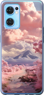 Чехол для Oppo Reno7 5G Розовые облака (Фиолетовый)